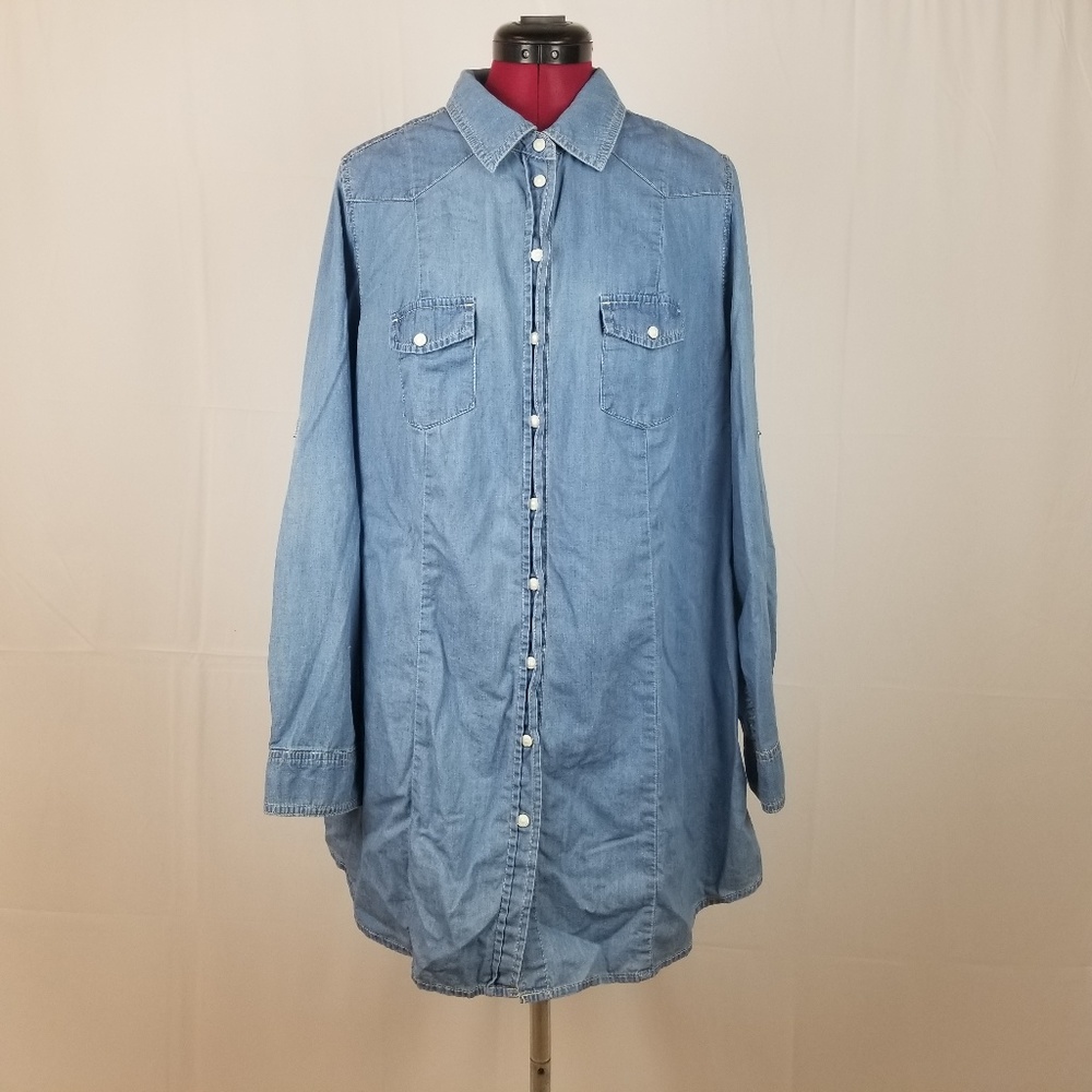 Women's Lane Bryant Shirt 18/20 Pearl Snap Denim